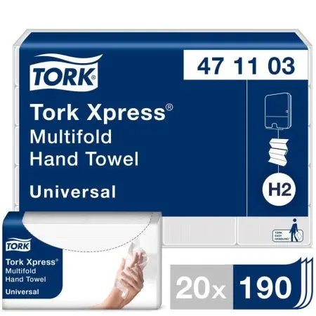 Фото №1 - Tork: Полотенца бумажные H2 Universal Multifold 2сл 190л 21х23,4см натуральный