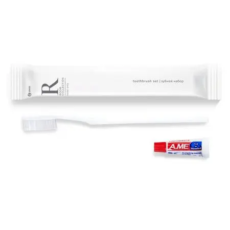 Фото №1 - Grass: Набор зубной Рум (зубная щетка 18 см, зубная паста в тюбике 3г) в флоу-паке