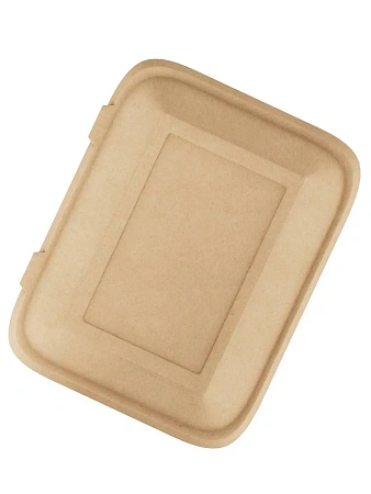 Фото №2 - Одноразовая продукция: Контейнер бумажный OneGo 1000мл с крышкой ракушка крафт /пач.=20 шт.