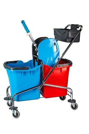 Фото №3 - Вик: Тележка 2х25л металл хром+ отжим + дополнительная корзина