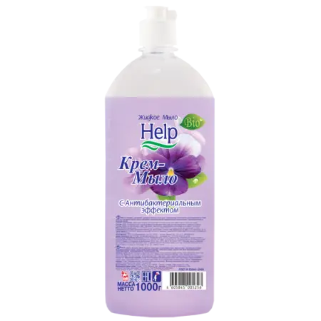 Фото №1 - Мыло жидкое: ХЭЛП 1000г крем-мыло с антибактериальным эффектом