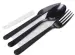 Превью №1 - Одноразовая продукция: Набор столовых приборов 5 (вилка, столовая ложка, нож, зубочистка, салфетка) черный /пач.=300 шт.