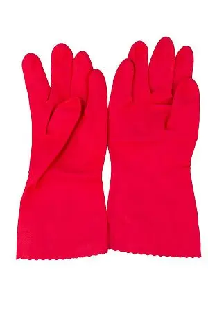 Фото №10 - Vileda: Перчатки многоцелевые L красный резиновые