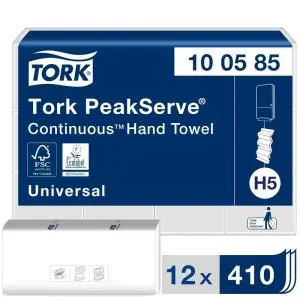 Tork: Полотенца бумажные H5 Universal PeakServe 1сл 410л 20х22,5см белый
