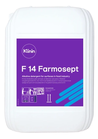 Фото №1 - Klinin: Фармосепт F14 10л сильнощелочное пенное моющее средство без хлора