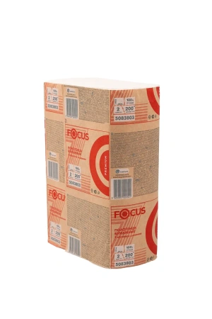 Хаят: Полотенца бумажные Z 2сл 200л 21,5х24см ФОКУС Премиум белые в ПЭ