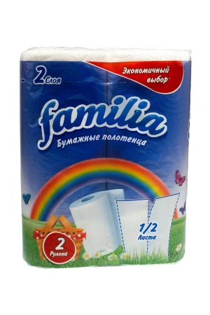 Фото №1 - Бумажные полотенца: 2 сл 9,6м целлюлоза цвет белый ХАЯТ РАДУГА /пач.=2 шт.