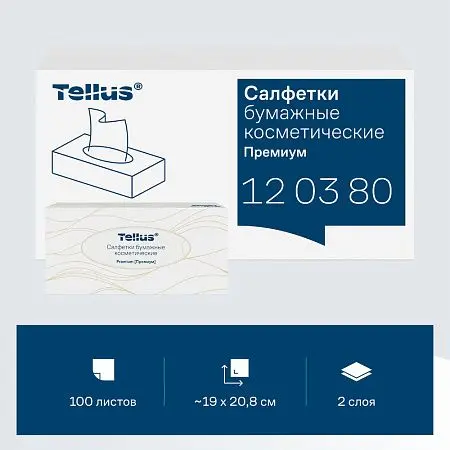 Фото №7 - ТОРК: Tellus Салфетки *F1 Премиум 2сл 100л 19х21см для лица ультрамягкие белые