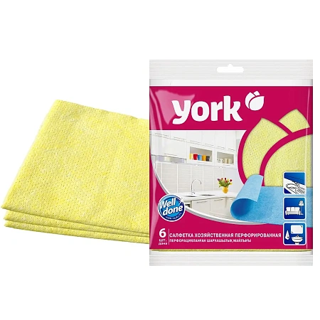 Фото №4 - ХозСалфетки: *универсал 34х35 вискоза перфорированные York /пач.=6 шт.