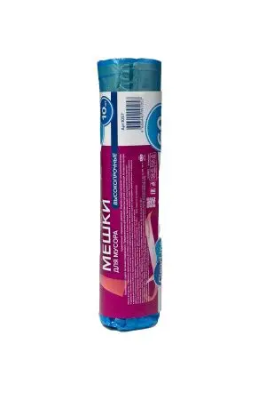 Мешки для мусора: 60л 60х70 ПНД с завязками VCLEAN Ultra/Clear Line синие /рул.=10 шт.