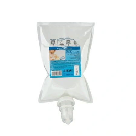 Фото №1 - Кеман: Мыло-гель для душа 1000мл для тела и волос в картридже желтое