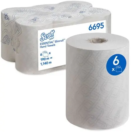 Kimberly-Clark: Полотенца бумажные Скотт Слимролл 1сл 190м/19,8 белые