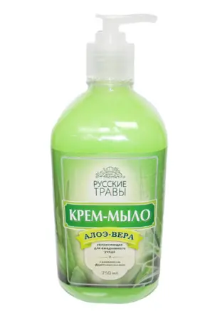 Мыло жидкое: АМС Русские травы 750мл крем-мыло Алоэ-вера с дозатором