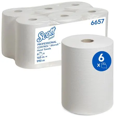 Kimberly-Clark: Полотенца бумажные Скотт Слимролл 1сл 165м/20 белые