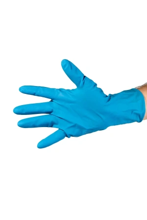Фото №1 - Перчатки: латексные Dermagrip High Risk XL неопудренные нестерильные синие /пач.=50 шт.