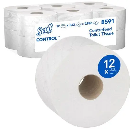 Kimberly-Clark: Бумага туалетная Скотт Контрол 2сл 204м/10,6 белая внутренняя вытяжка