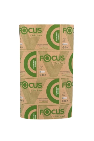 Фото №1 - Хаят: Полотенца бумажные V 1сл 200л 23х20,5см ФОКУС ЭКО белые ПЭ