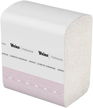 Фото №1 - VEIRO: Салфетки бумажные Z 1сл 250л 11.1х22.5см белые Premium для диспенсеров