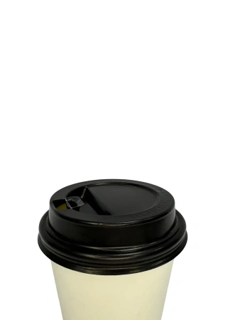 Одноразовая продукция: Крышка к стакану бумажному d=80мм с питейником черная /пач.=50 шт.