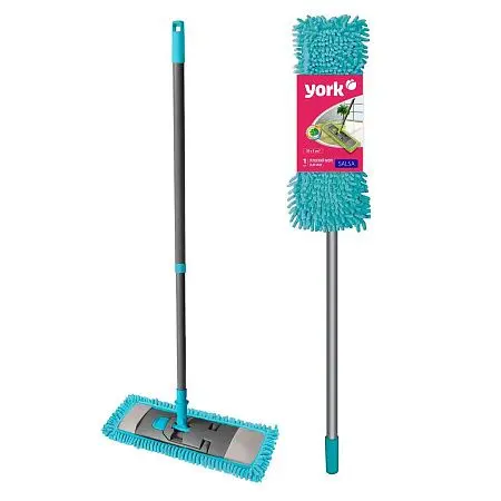 Фото №4 - Хозяйственный инвентарь: Швабра YORK Сальса с плоским МОПом микрофибра , телескопический черенок 130 см, еврорезьба