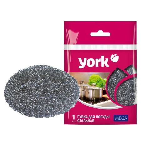 Фото №1 - Губки,скрабы: для посуды металлическая YORK Mega 40г