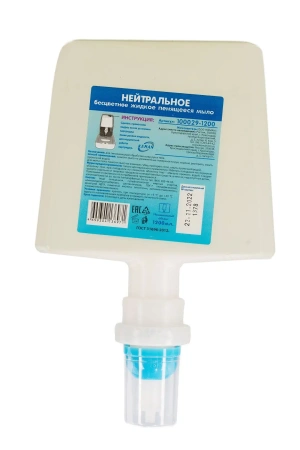 Фото №1 - Кеман: Мыло жидкое пенящееся 1200 мл нейтральное в картридже бесцветное без отдушки