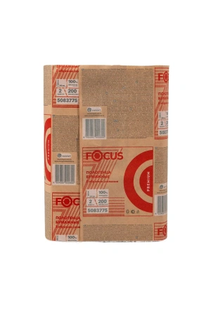 Фото №1 - Хаят: Полотенца бумажные Z 2сл 200л 20,0х24см ФОКУС Премиум белые в ПЭ