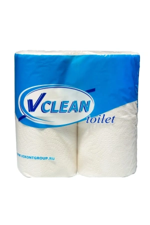Фото №1 - Бумага туалетная: 2сл 50м целлюлоза цвет белый Виклин /пач.=4 шт.