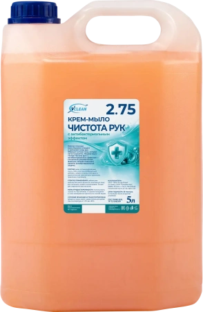 Фото №1 - Мыло жидкое: Vclean чистота рук 5л крем мыло с антибактериальным эффектом тв.канистра