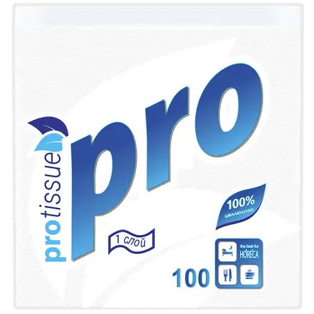 Фото №1 - Бумажные салфетки: столовые 1сл 100листов 24х24 PROtissue белые
