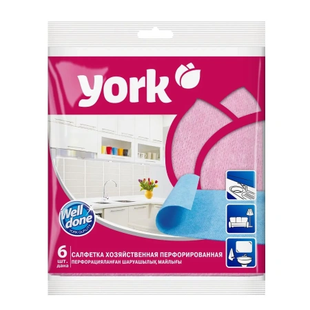 ХозСалфетки: *универсал 34х35 вискоза перфорированные York /пач.=6 шт.