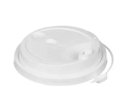 Фото №1 - Одноразовая продукция: Крышка к стакану бумажному d=80мм с питейником (заглушка) ПП белая /пач.=50 шт.