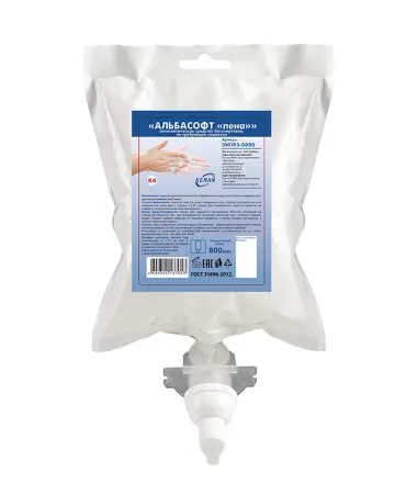 Фото №1 - Кеман: Пена АЛЬБАСОФТ 800 мл антисептик бесспиртовой в картридже бесцветный К4