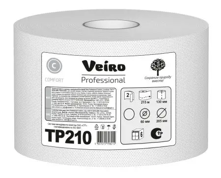 VEIRO: Бумага туалетная 2сл 215м/13,0 Comfort ЦВ белая