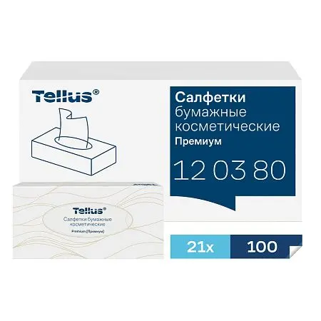 Фото №4 - ТОРК: Tellus Салфетки *F1 Премиум 2сл 100л 19х21см для лица ультрамягкие белые