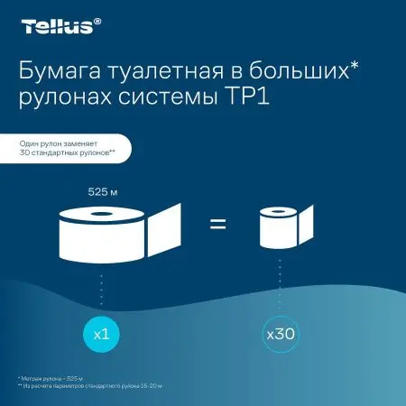 ТОРК: Бумага туалетная T1 Стандарт 1сл 525м/9,5 белая