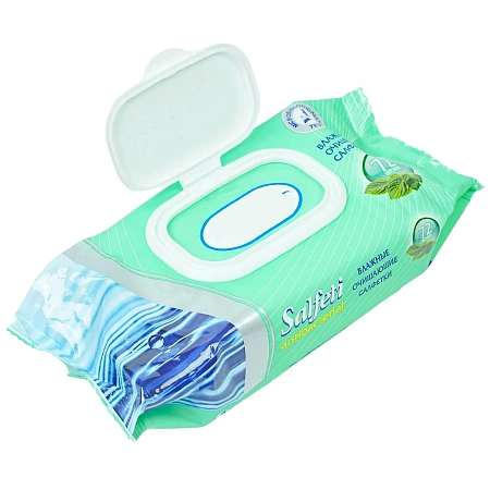 Фото №2 - Средства личной гигиены: Салфетки влажные SALFETI Антибактериальные /пач.=72 шт.