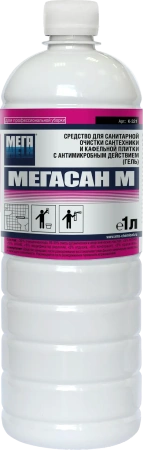 Фото №1 - Мега: Мегасан М 1л для очистки и дезинфекции сантехники Гель