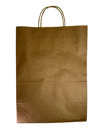 Фото №4 - Одноразовая продукция: Пакет бумажный 260х150х350 с кручеными ручками крафт /пач.=300 шт.