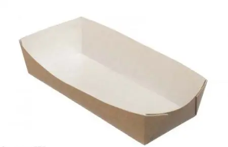 Фото №1 - Одноразовая продукция: Лоток для хот-дога 165х70х40мм Оригамо крафт /пач.=800 шт.