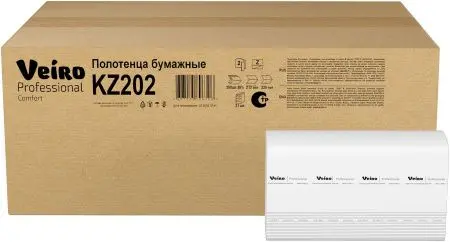 VEIRO: Полотенца бумажные Z 2сл 200л 22,5х21,3см Comfort белые
