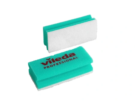 Фото №1 - Vileda: Губка 7х15см мягкая (бел.абразив) зеленый