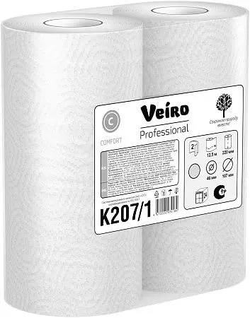 Фото №2 - VEIRO: Полотенца бумажные 2сл 12,5м/22 Comfort белые кухонные /пач.=2 шт.
