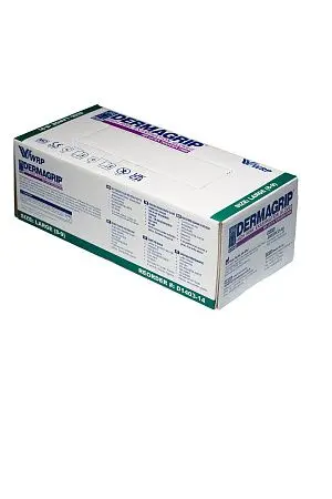 Фото №30 - Перчатки: латексные Dermagrip High Risk L неопудренные нестерильные синие /пач.=50 шт.