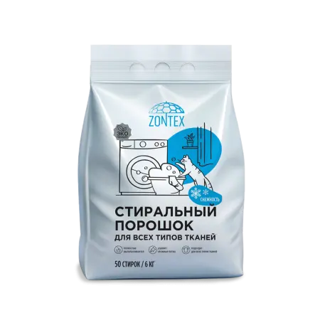 ZONTEX 6кг Стиральный порошок Снежность для всех типов тканей