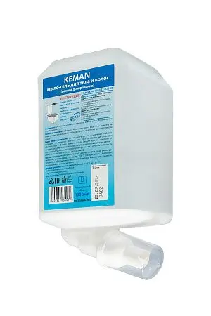 Фото №3 - Кеман: Мыло-гель для душа 1000мл для тела и волос в картридже бесцветное,с отдушкой