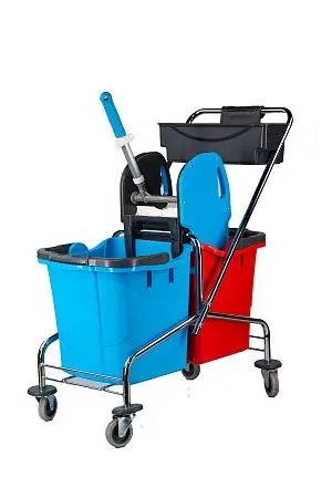 Фото №2 - Вик: Тележка 2х25л металл хром+ отжим + дополнительная корзина