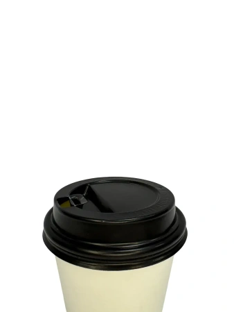 Одноразовая продукция: Крышка к стакану бумажному d=80мм с питейником черная /пач.=50 шт.
