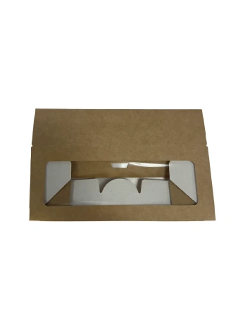 Одноразовая продукция: Контейнер бумажный самосборный 500мл 170х70х40мм крафт с окном /пач.=250 шт.