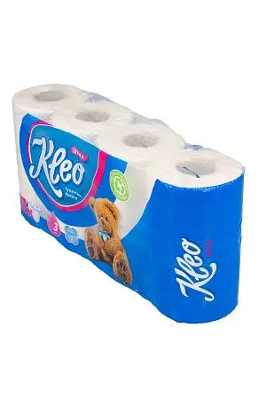 Фото №5 - Бумага туалетная: 3сл 18м целлюлоза цвет белый Клео /пач.=8 шт.